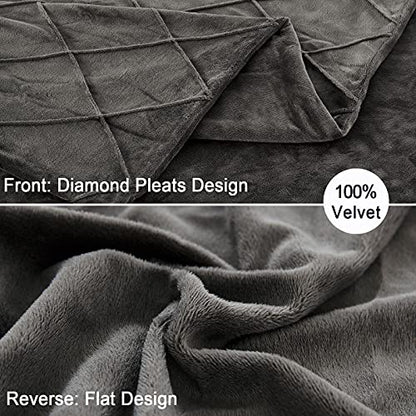  Pleated Velvet Duvet Cover Set King, 3PCS Flannel Comforter Cover Set For All Season, Ultra Soft Cozy Luxurious Velour Duvet Cover With Pillow Shams Bedding Collection, 106" X 92", Charcoal Grey