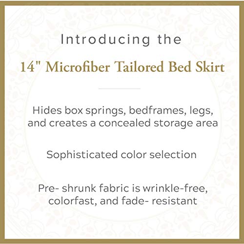 Lux Ux Hotel Microfiber Tailored Style Bed Skirt With Classic 14 Inch Drop Length, Queen, White