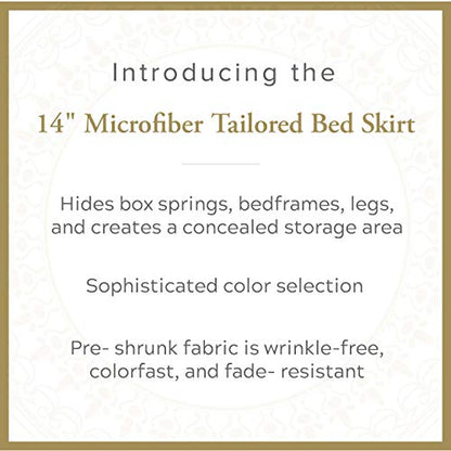 Lux Ux Hotel Microfiber Tailored Style Bed Skirt With Classic 14 Inch Drop Length, Queen, White