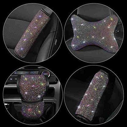 Car Neck Pillow Decoration, MoreChioce 3D Bling Rhinestone Glitter Crystal Car Interior Styling Accessories Car Interior Decoration Cover