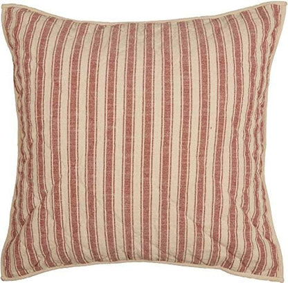  Market Place Red Queen Quilt, 100% Cotton Quilted Bedspread With Red Ticking, Hand Quilted Grain Sack Bed Spread Bedding For Boho, Shabby Chic And Rustic Farmhouse Decor (90”x90”)