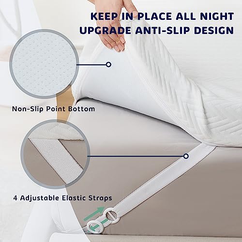  Homemate Memory Foam Mattress Topper Queen, 4 Inch Gel Cooling Mattress Pad High Density Foam Firm Mattress Topper, Soft Pressure Relieve Bed Topper CertiPUR-US, Non-Slip Removable & Washable Cover