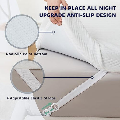  Homemate Memory Foam Mattress Topper Queen, 4 Inch Gel Cooling Mattress Pad High Density Foam Firm Mattress Topper, Soft Pressure Relieve Bed Topper CertiPUR-US, Non-Slip Removable & Washable Cover