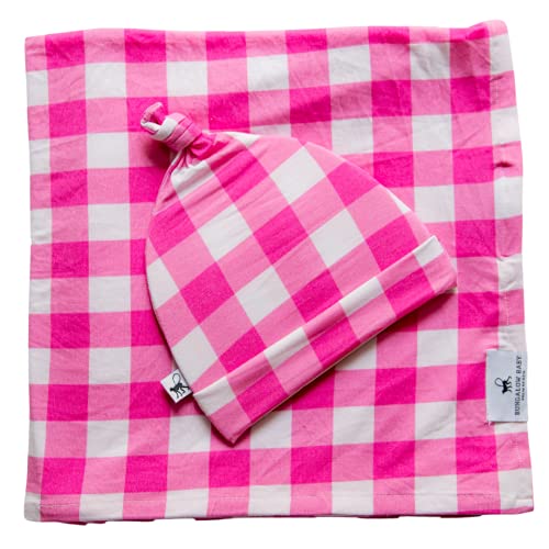  BUNGALOW BABY Swaddle Set - Premium Bamboo Viscose Baby Swaddle Blanket & Hat Set, Baby Boy, Baby Girl, Unisex, Newborn Swaddle, Bamboo Blanket, Stocking Suffer For Baby (Dash/Black & White)