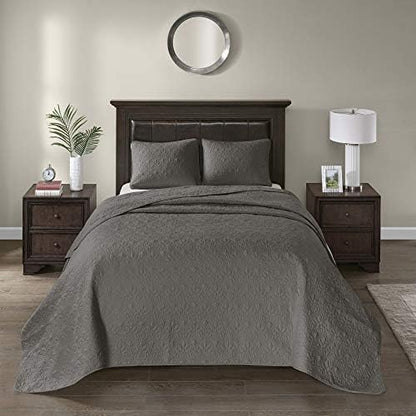  Madison Park Quebec Reversible Quilt Set Damask Design, Double Sided Stitching All Season, Lightweight Bedspread Bedding Set, Matching Sham, Cream, King(120"x118") 3 Piece