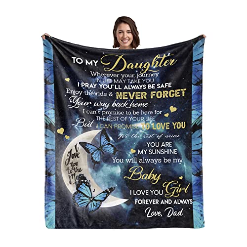  Mothers Day Birthday Gift For Daughter From Dad-Daughter Gifts From Dad,Daughter Throw Blanket For Mother's Day Birthday Anniversary Wedding 80X60