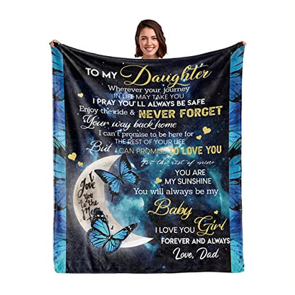  Mothers Day Birthday Gift For Daughter From Dad-Daughter Gifts From Dad,Daughter Throw Blanket For Mother's Day Birthday Anniversary Wedding 80X60