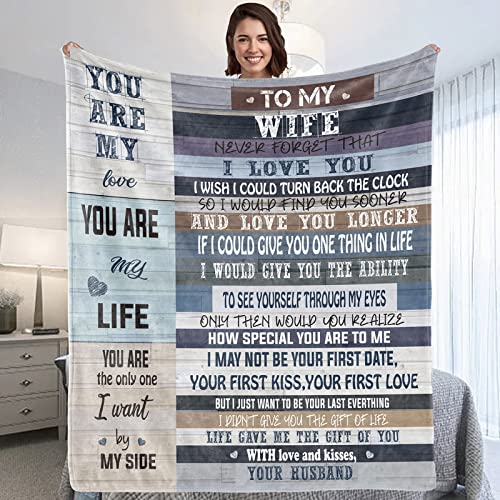  Mothers Day Birthday Gifts For Wife From Husband,Wife Birthday Gift Ideas,Mother Day Wedding Anniversary Birthday Romantic Gifts For Her,Wife Blanket 60X50