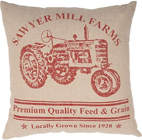  VHC Brands Sawyer Mill Text Chambray Cotton Farmhouse Appliqued Pillow 22x14 Filled Bedding Accessory, 1 Count (Pack Of 1), Family Charcoal