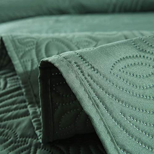  Super Soft Solid Single Bed Quilt Bedspread Comforter Bed Cover, Floral Pattern, Sage, Full/Queen