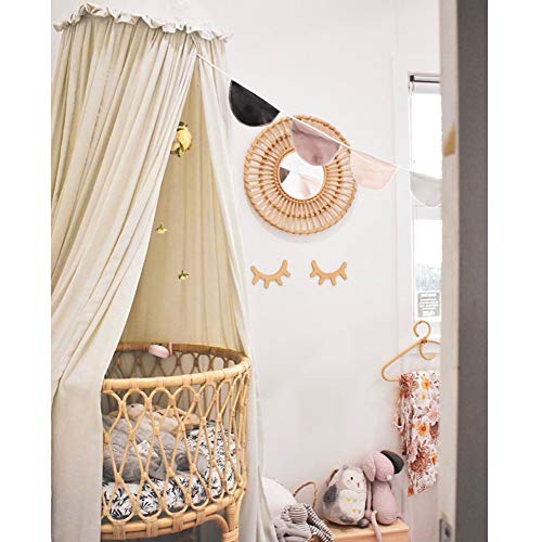  Kids Bed Canopy With Frills Cotton Cover Net For Baby Crib Reading Nook Curtain Hideaway Hanging Round Tent Nursery Bedding Play Room Decor