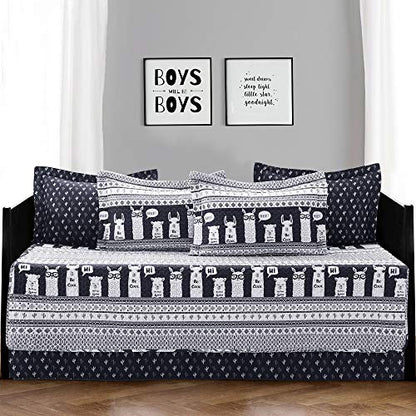  Lush Decor Navy Llama Striped 6-Piece Daybed Cover Bed Set