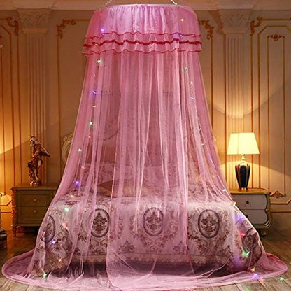  Yunlife Dome Bed Canopy With LED Star Lights,Hanging Bed Curtains For Princess Girls Room 70 X 260cm / 27.5 X 102 Inch