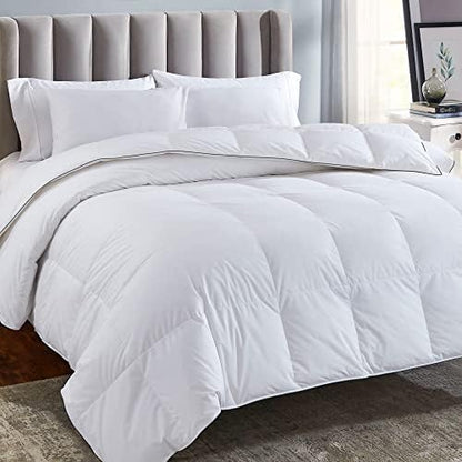  Luxury White Comforter King Size Duvet Insert, All-Season Soft Extra Fluffy Down Alternative King Comforter, Quilted, Corner Tabs