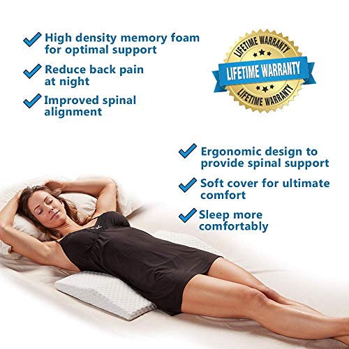  ComfiLife Lumbar Support Pillow For Sleeping Memory Foam Pillow For Back Pain Relief - Side, Back And Stomach Sleepers- Triangle Wedge Bolster Pillow - Bed Rest Pillow (White, Standard)