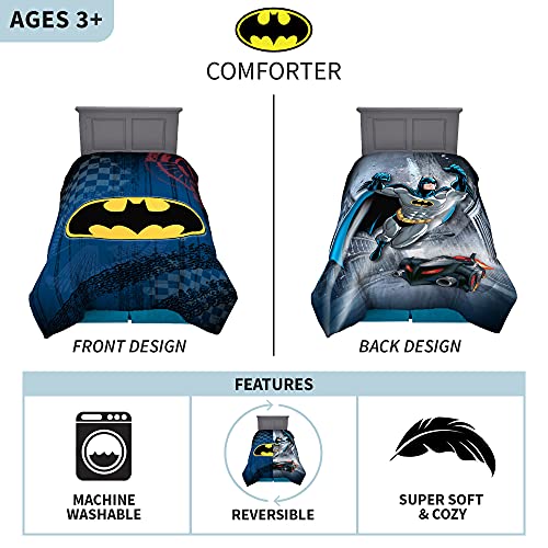  Kids Bedding Super Soft Reversible Comforter, Twin/Full, Batman