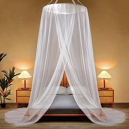  Mosquito Net Bed Canopy, Hanging Drapes Curtain Netting Over Bed Bedroom Decor For Single, Twin Full & Queen King Size Beds & Baby Crib ( White )