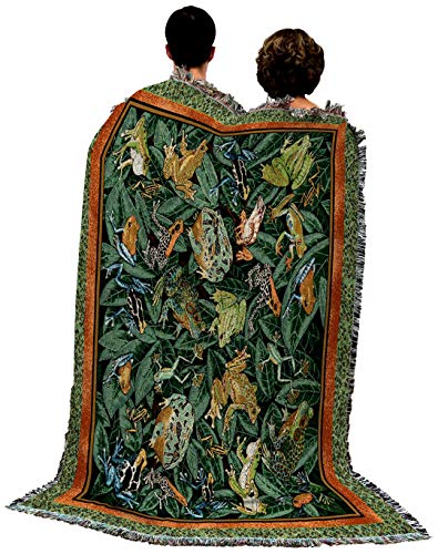  Leap Frog Blanket By Elena Vladykina - Garden Floral Gift Tapestry Throw Woven From Cotton - Made In The USA (72x54)