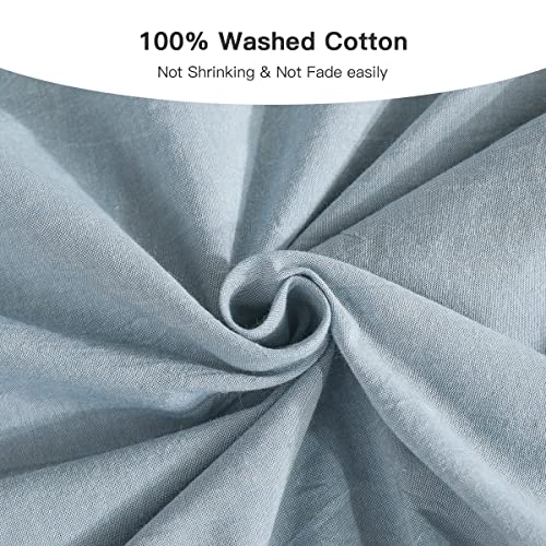  100% Washed Cotton Duvet Cover Set 3 Pieces-Bedding Set Ultra Soft Breathable Washed Cotton Linen Duvet Covers Set For All Seasons (King, Blue)
