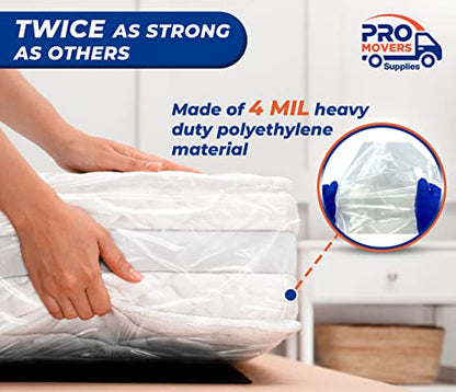 Ro Movers Supplies 1 Pack Queen Size Mattress Bag For Moving And Storage – 4 Mil Reusable Plastic Cover - Tear And Puncture Resistant - Non-Slip Grip - Queen Bed Mattress Cover