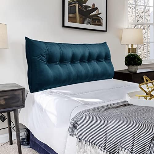 Rectangular Headboard Body Reading Pillow Bedside Oversized Throw Cushion Extra Large Backrest Lumbar Pillows Positioning Back Support Bolster For Bed Sofa Couch Velvet Grey Queen