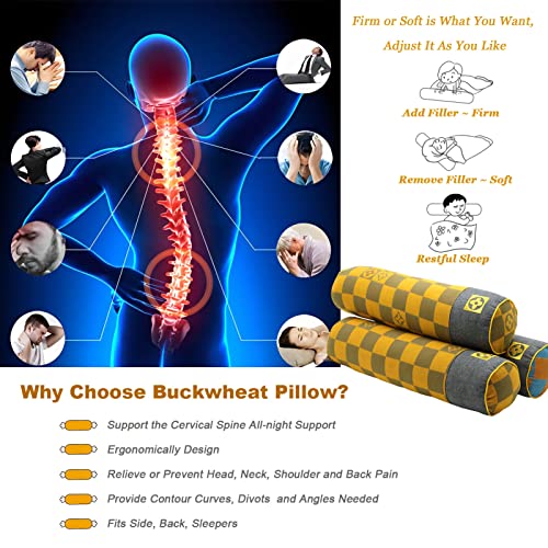 Edomi Cylinder Cervical Neck Roll Pillow Bolster Tube Pillow Round Neck Pillows For Sleeping Legs Back Spine And Neck Support With Removable Washable Cover (16x4 Inch, Orange)
