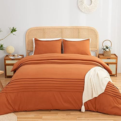  Sage Green Duvet Cover King Size Pleated Duvet Cover Set Soft Microfiber With 2 Pillowcases Zipper Closure Bedding Set (Sage Green, 104"x90")