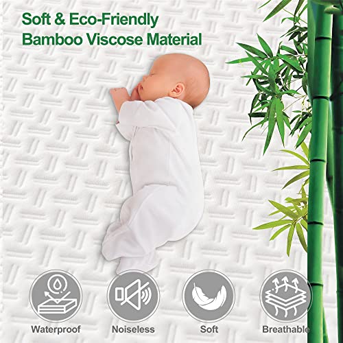  King Size 100% Waterproof Bamboo Mattress Protector 3D Air Fabric Breathable Cooling Mattress Cover With Deep Pocket Ultra Soft Noiseless Bed Mattress Protection With Double-Twill Pattern