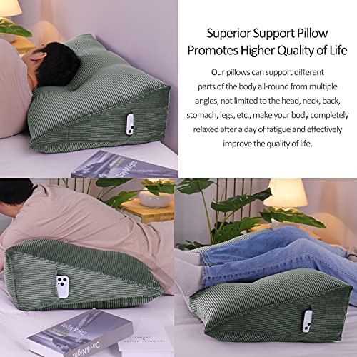  YXCSELL Headboard Wedge Pillow Triangular Bolster Pillows For Daybed Sofa Cushion Corduroy Large Support Backrest Bedrest Reading Pillow Lumbar Positioning Upholstered (Grey,Twin)