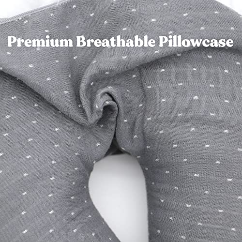  Edomi Buckwheat U-Shaped Neck Pillow Adjustable Buckwheat Hull Pillow With Pillowcase, Neck Support For Pain Relief, Neck And Shoulder Relax Cervical Pillow (12x12 Inch, Gray)