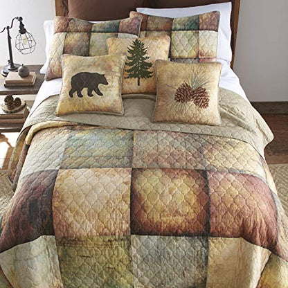  Donna Sharp King Quilt - Wood Patch Cotton Lodge Quilt With Colorful Pattern - Machine Washable