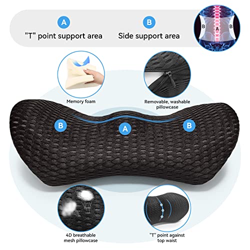  Greetmirth Lumbar Support Pillow, Lumbar Pillow For Car And Office Chair, Memory Foam Back Pillow For Lower Back Pain Relief, Lower Back Pillow, Lumbar Support For Sleeping, Rest, Drive