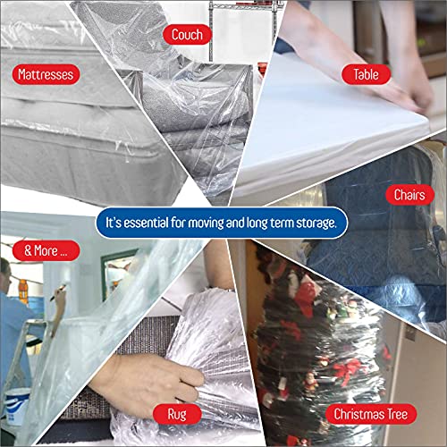  Mattress Bags For Moving Queen Size - Heavy Duty Mattress Storage Bag [2-Pack] 5 Mil Thick Plastic Waterproof Mattress Covers For Moving And Storage With Adhesive Strips For Mattresses
