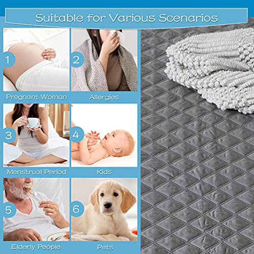  Queen Mattress Protector Waterproof - Soft Breathable & Noiseless Quilted Fitted Mattress Pad - Waterproof Mattress Cover With Deep Pocket Up To 14" Depth, Grey