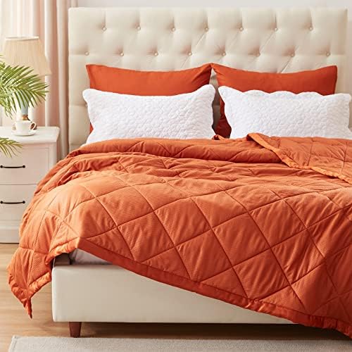 SunStyle Home Down Alternative Blanket With Satin Trim, Bedding Quilt Lightweight Comforter Soft Thin Quilted Blanket For All Seasons (Queen, White)