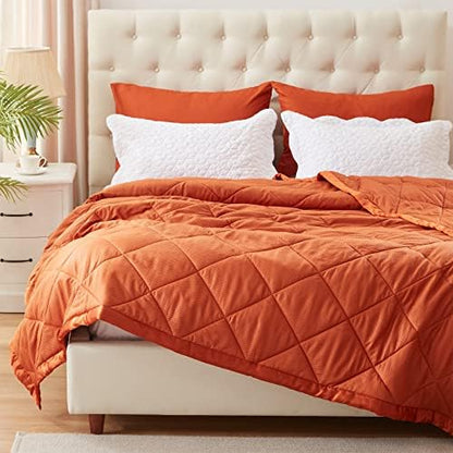  SunStyle Home Down Alternative Blanket With Satin Trim, Bedding Quilt Lightweight Comforter Soft Thin Quilted Blanket For All Seasons (Queen, White)