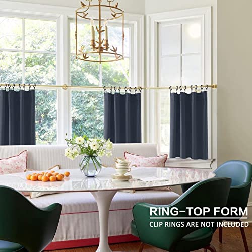  Navy Blue 36 Inch Length Cafe Curtains,2 Panels Blackout Window Treatment Tiers Thermal Rod Pocket Short Loft Bed Boys Bunk Bed Curtains,Dark Blue