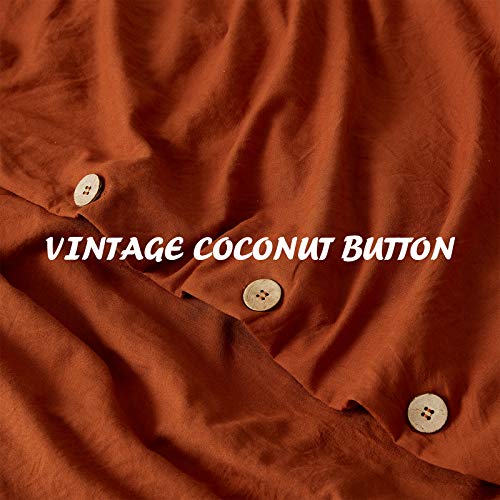  Burnt Orange Duvet Cover Sets Queen Size 3 Piece Double Brushed Microfiber Queen Duvet Cover With Button Closure & Corner Tie 1 Breathable And Soft Duvet Cover 90x90 Inches + 2 Pillow Shams