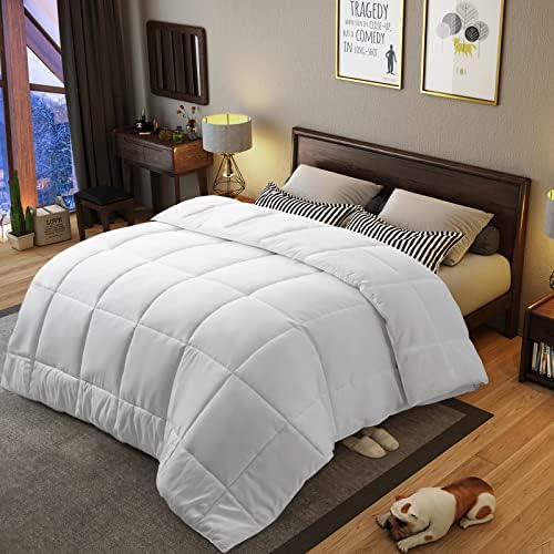  Full Size Comforter,Luxurious All Season Cooling Fluffy Soft Quilted Down Alternative Comforter Reversible Duvet Insert With Corner Tabs,Dark Grey,82x86 Inches