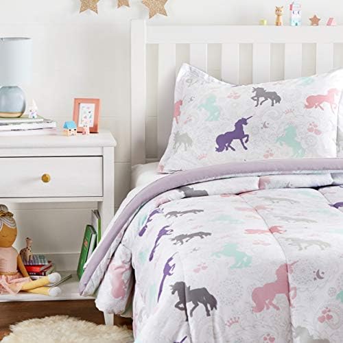  Amazon Basics Kid's Comforter Set - Soft, Easy-Wash Microfiber - Twin, Light Pink