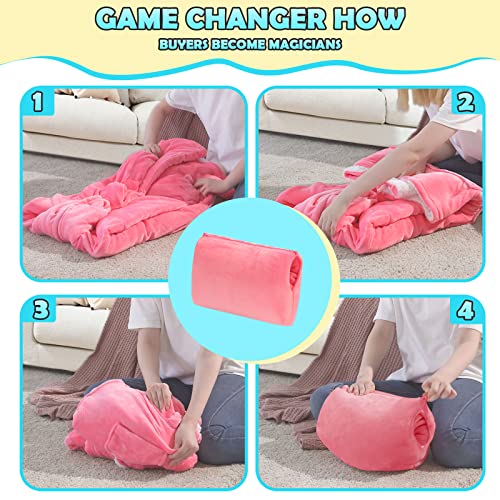  Yescool Wearable Blanket Sweatshirt Kids, Oversized Blanket Hoodie With Sherpa For Kids, Youth, Boys, Girls, Portable Warm Travel Pillow, Teen Wearable Blankets, Hand Warmer, One Size, Pink