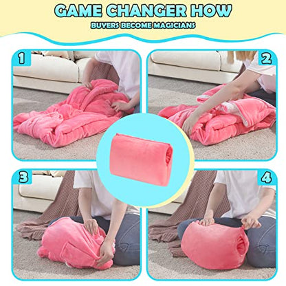  Yescool Wearable Blanket Sweatshirt Kids, Oversized Blanket Hoodie With Sherpa For Kids, Youth, Boys, Girls, Portable Warm Travel Pillow, Teen Wearable Blankets, Hand Warmer, One Size, Pink