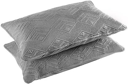  BOSOWOS Pillow Shams Standard Size Set Of 2, Ultra Soft Breathable Quilted Pillow Cases 20 X 26 Inches For Sleeping, Grey Big Round Standard 2Pack
