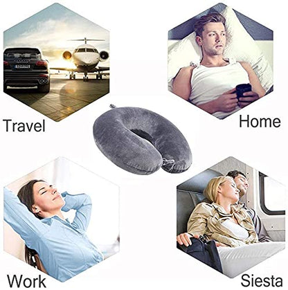  Travel Neck Pillow - Memory Foam Pillow Support Pillow,Luxury Compact & Lightweight Quick Pack For Camping,Sleeping Rest Cushion (Grey)