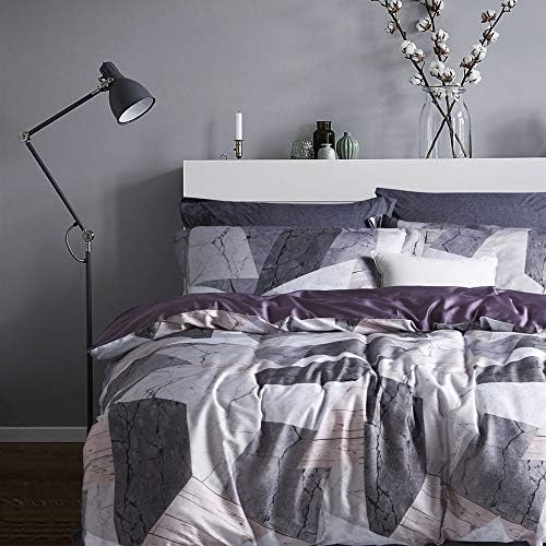  MILDLY 100% Egyptian Cotton Duvet Cover Set Gradient Blue Leaves Printed Comforter Cover Set Farmhouse Plant Reversible Baby Blue Bedding Set King Size With Zipper Closure & Corner Ties
