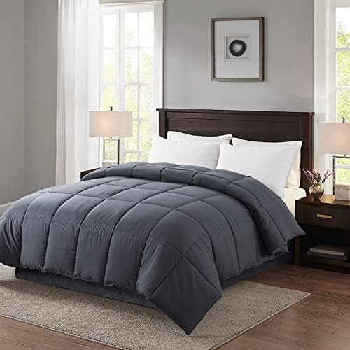  GUHER Comforter Duvet Insert(Cal-King, Grey)- Box Stitched Quilted Comforter-All Season Down Alternative Comforter With Corner Tabs