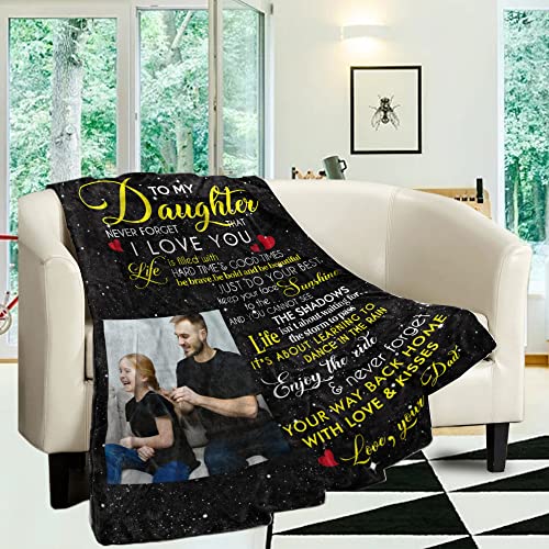  To My Daughter Throw Blanket Custom Name Photo Date Gifts For Daughter On Mothers Day Birthday Present Size 50x60inch