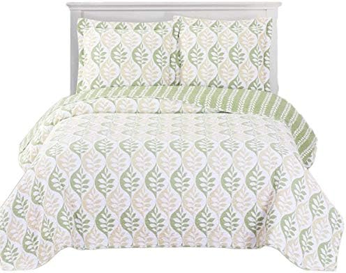  Royal Hotel Bedding Jewel Oversized Coverlet Set, Luxury Printed Design Quilt, Bedspread Set - Filled Quilts - Fits Pillow Top Mattresses - 3PC Set - King/California King Size