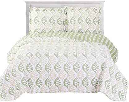  Royal Hotel Bedding Jewel Oversized Coverlet Set, Luxury Printed Design Quilt, Bedspread Set - Filled Quilts - Fits Pillow Top Mattresses - 3PC Set - King/California King Size