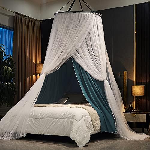  Bed Canopy For Girls & Adults, Round Dome Lace Princess Canopies Netting, Elegant Double Layer Bed Canopy Drapes For Decoration, Playing,Reading,Sleepping (Pink)